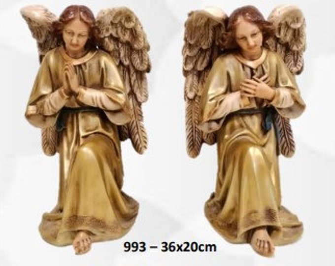Pair of angels cm 36 x 20 (14.17 x 7.87 inches) in hand-decorated resin, artisanal production