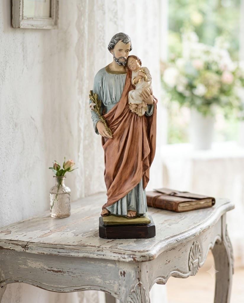 Statue of Saint Joseph 40 Cm (15.74 Inches) in Solid Resin Marble