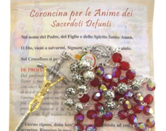 Soul Rosary of deceased Priests with beads in half crystal of Italian artisan production