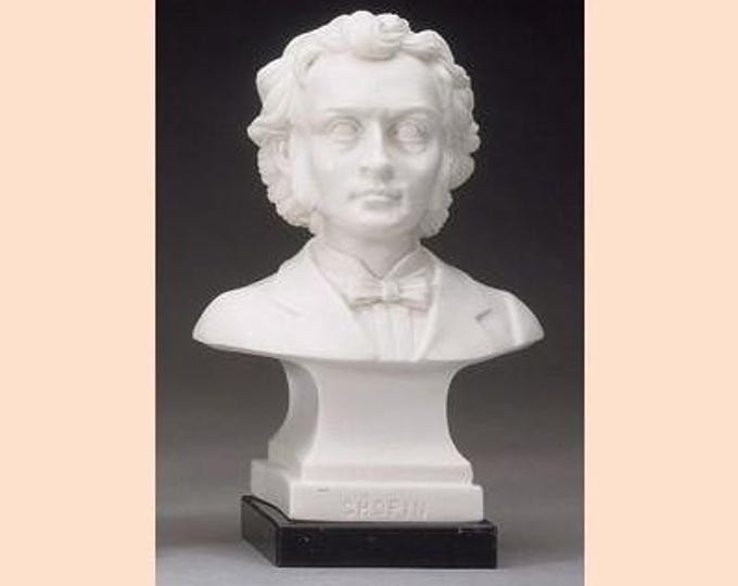 Bust sculpture Fryderyk Chopin cm 14 (5.51 inches) in alabaster powder, marble base, handcrafted, made in Italy