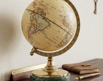 World Map, Modern Globe with Marble Base, Height 17 cm (6.69 inch), Handcrafted, Made in Italy
