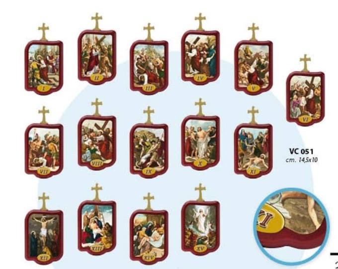 Series of 15 Stations of the Cross in MDF, handcrafted in Italy