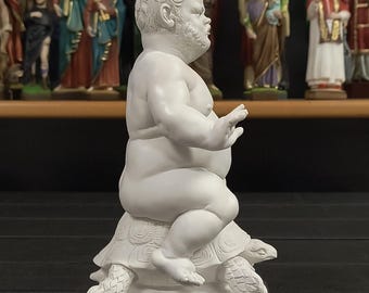 古典彫刻「バッカスの噴水」、アラバスター粉末、大理石台座、手作り