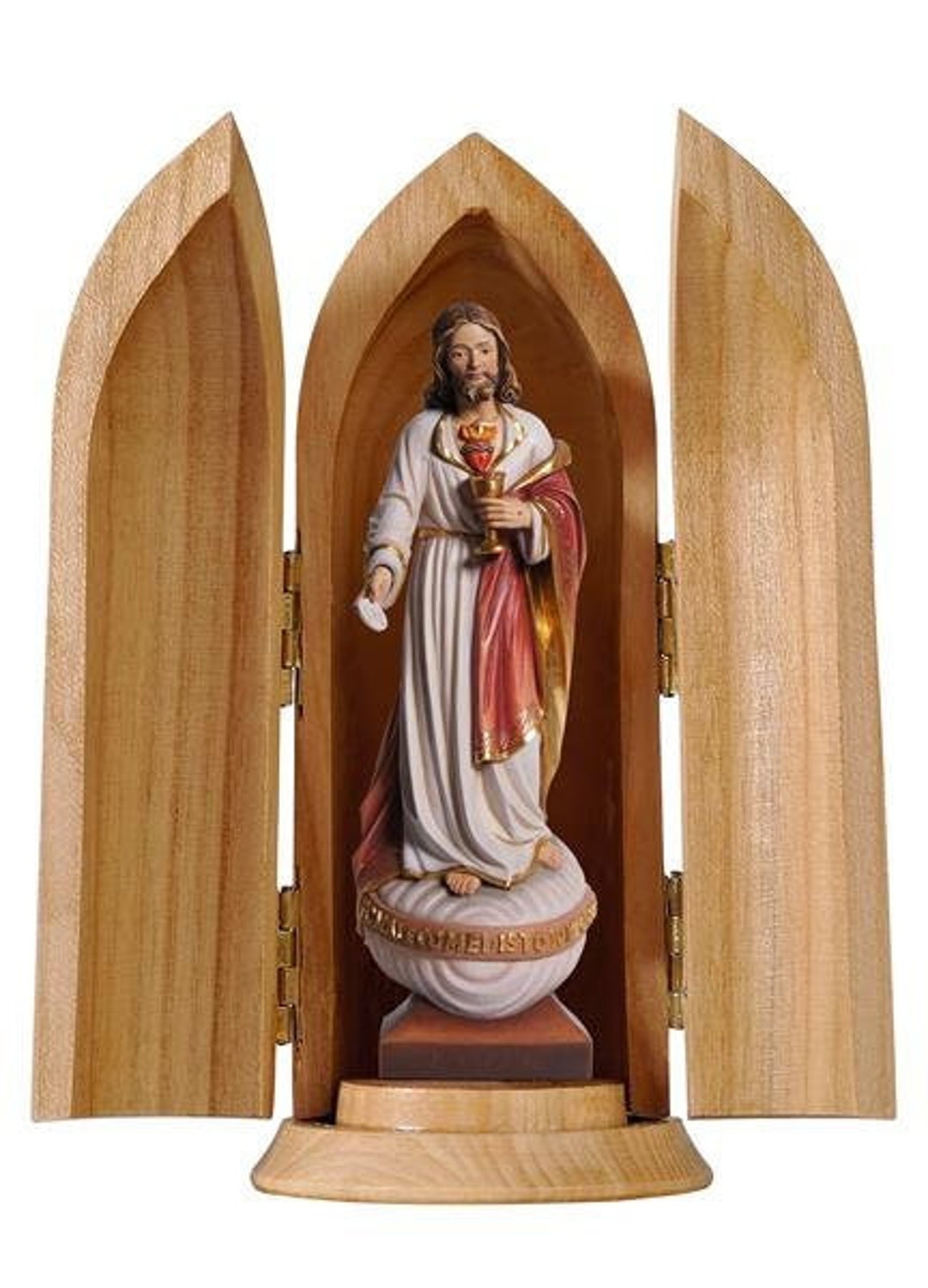 Statue of the Sacred Heart of Jesus With Particle With Niche, Carved in ...