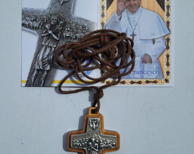 Necklace package with cross of the Good Shepherd of Pope Francis, Jorge Mario Bergoglio, cm 4.6 (1.81 inches) various quantities Made in Italy