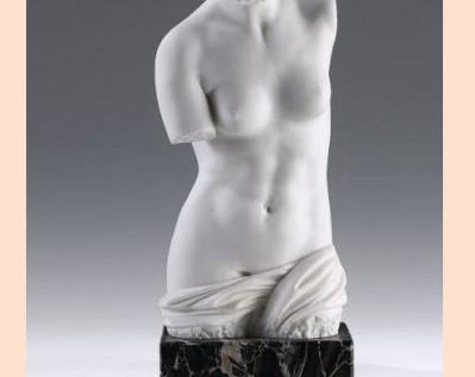 Classic sculpture "Torso di Milo", cm 30 (11.81 inches) in alabaster powder, marble base, handcrafted, made in Italy