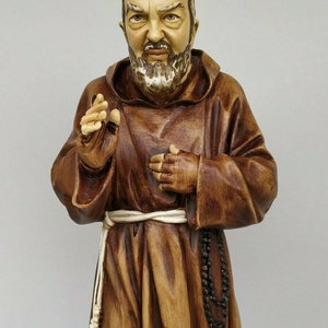 Statue des Heiligen Padre Pio aus Pietrelcina 60 cm 23,62 Zoll aus handverziertem Harzmarmor aus italienischer Handwerksproduktion Bild 6