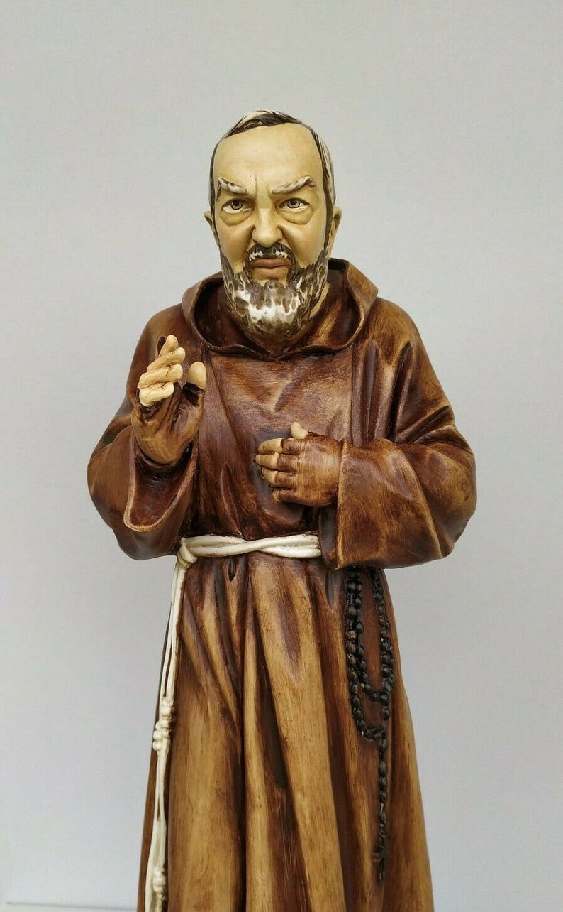 Statue des Heiligen Padre Pio aus Pietrelcina 60 cm 23,62 Zoll aus handverziertem Harzmarmor aus italienischer Handwerksproduktion Bild 6