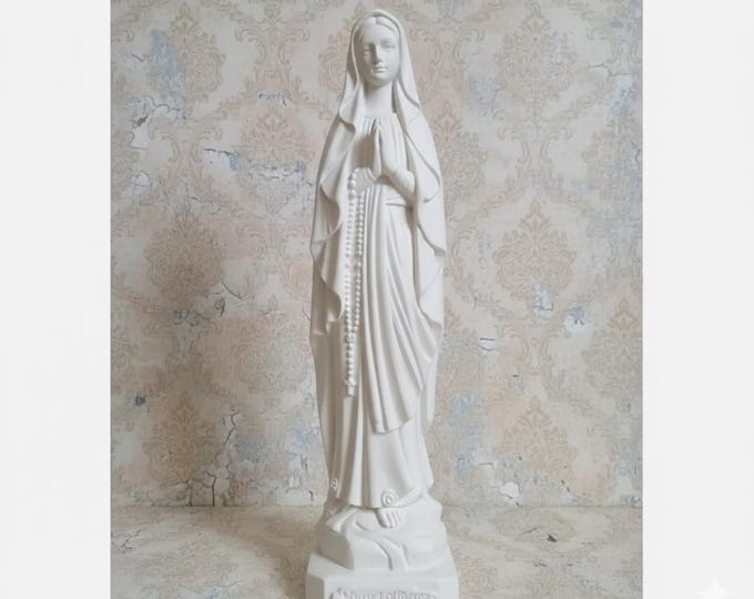 Madonna Lourdes statue 25 cm (9.84 inches) in white resin marble, handcrafted in Italy
