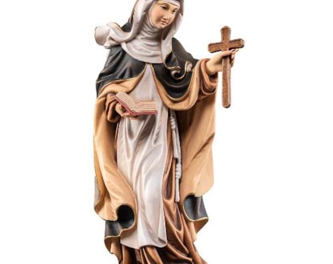Sculpture of Saint Catherine Troiani carved in Valgardena wood, hand-decorated, Italian artisan production, various sizes