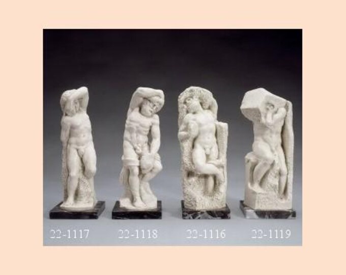 Classical sculpture "The Prisons", cm 26 (10.23 inches) in alabaster powder, marble base, handcrafted, made in Italy