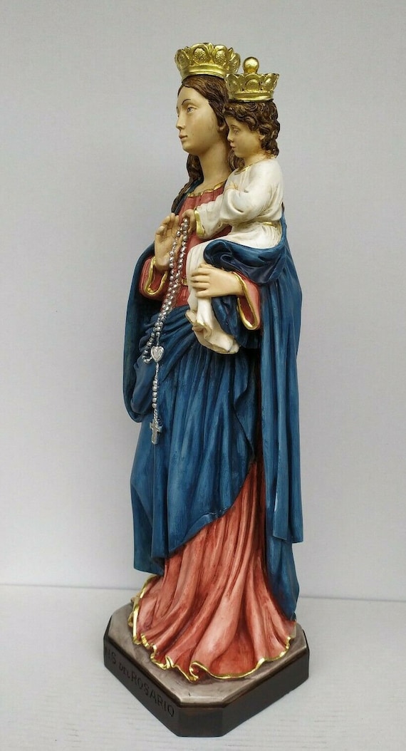 ロザリオの聖母像 57 cm (22.44 インチ)、手装飾された樹脂