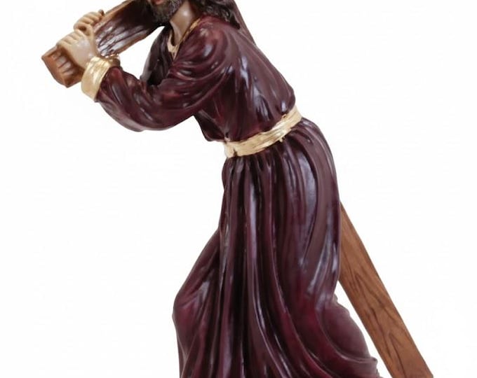 Statue of Jesus of Nazareth 40 x 19 cm (15.74 x 7.48 inches) in hand-decorated resin marble, artisanal production