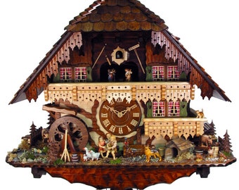Cuckoo clock, made of handcrafted Black Forest wood