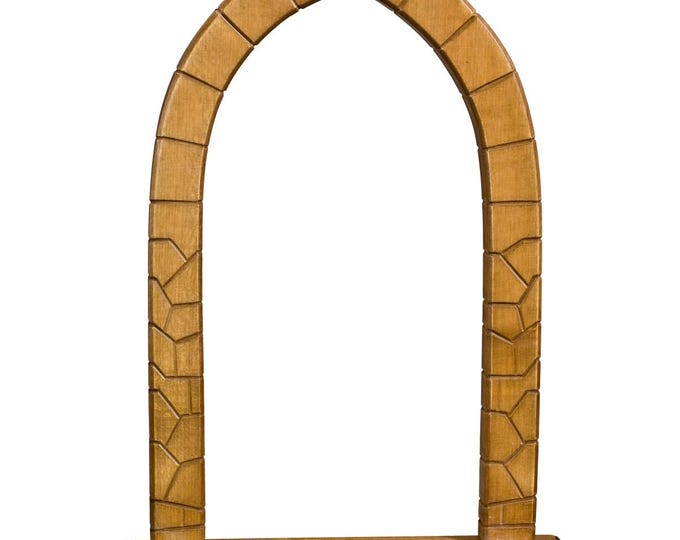 Wall shelf for statues, made of patinated Valgardena wood, various sizes, handcrafted in Italy