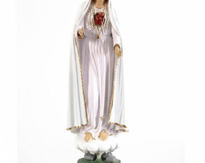 Statue of the Sacred Heart of Mary, 56 x 17 cm (22.04 x 6.69 inches) made of marble resin, hand decorated, artisanal production
