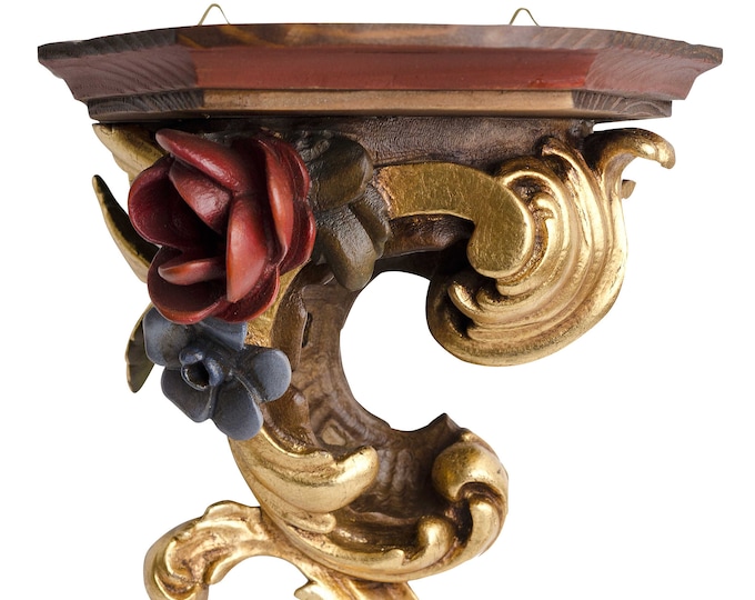Baroque wall base for statues, made of wood and hand decorated, of Italian artisan production, various sizes available