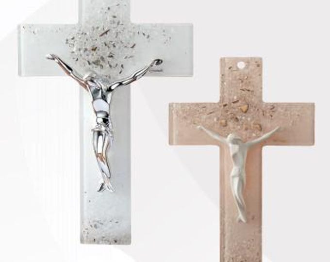 Crucifix made of Murano glass, handcrafted in Italy, various sizes available