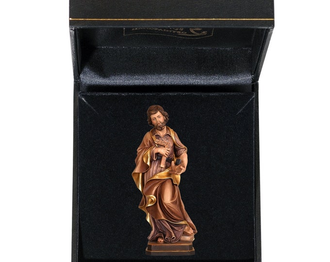 Statue of St. Joseph with deluxe case carved in Valgardena wood decorated by hand of Italian artisan production