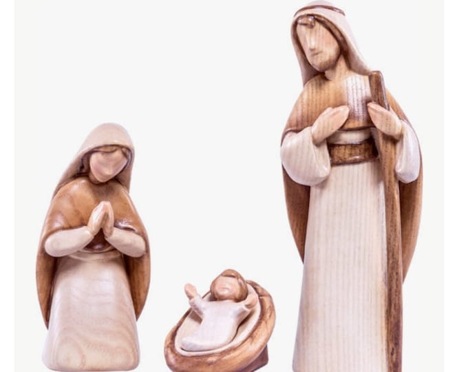 Complete "FIDES" nativity scene made up of 16 pieces, carved in Valgardena wood, decorated by hand, artisanal production, various sizes