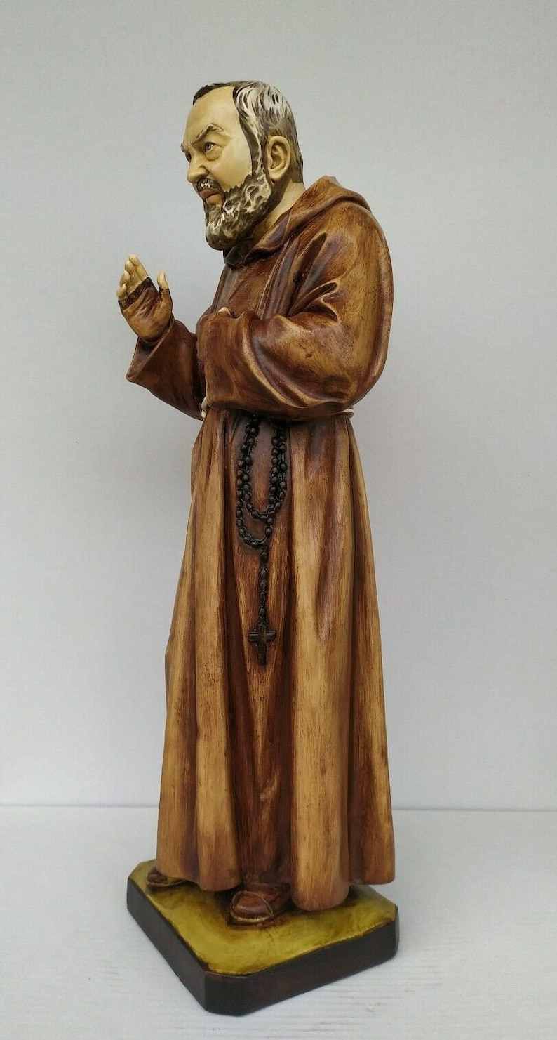 Statue des Heiligen Padre Pio aus Pietrelcina 60 cm 23,62 Zoll aus handverziertem Harzmarmor aus italienischer Handwerksproduktion Bild 4