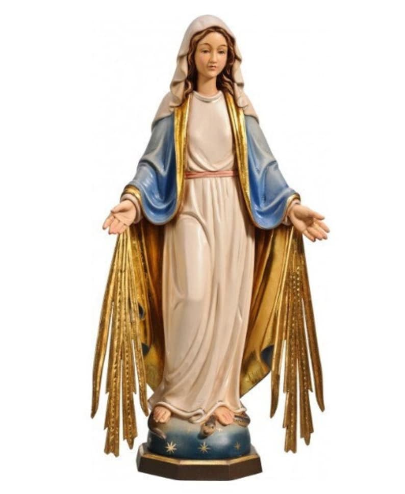 Statue Rays Immaculate Madonna Statue With Rays Carved in Valgardena Wood and Hand ...