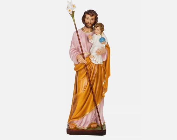 Statue of Saint Joseph cm 30 (11.81 inches) in marble resin full decorated by hand of Italian artisan production