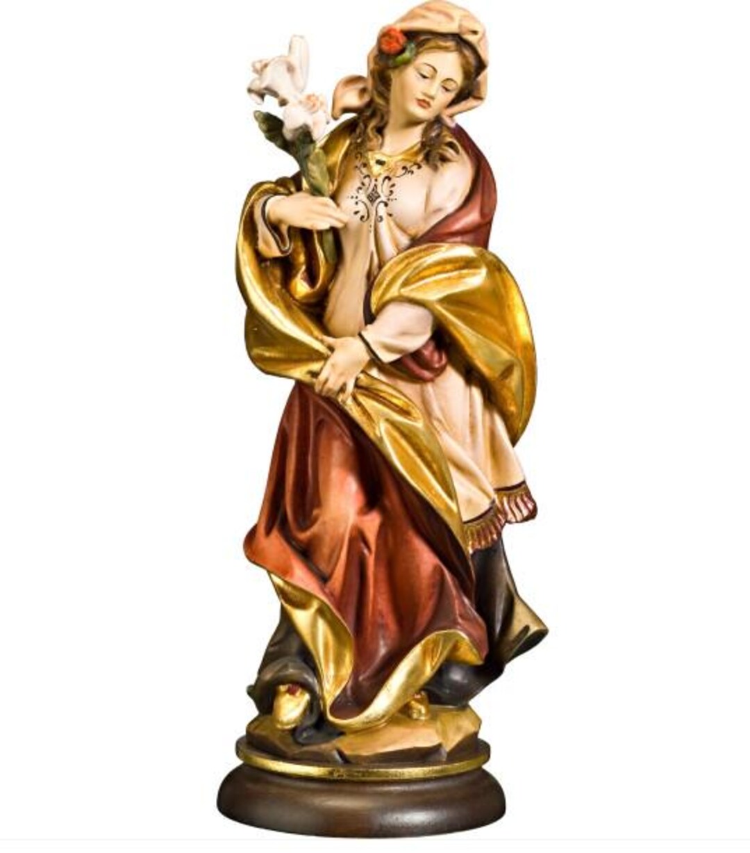 Statue of Saint Margaret Carved in Valgardena Wood and Hand-decorated ...