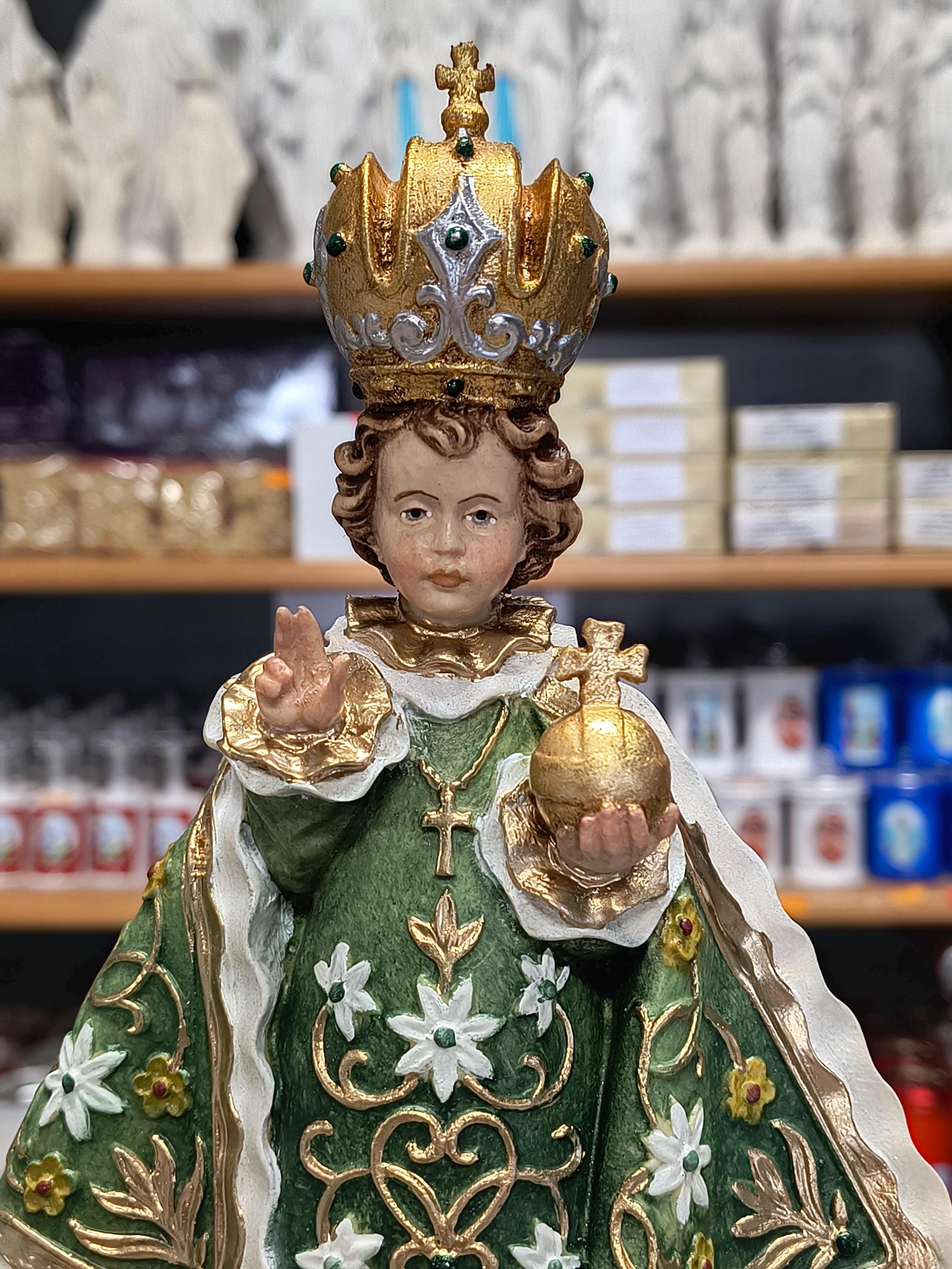 Statue of Infant Jesus of Prague Carved in Valgardena Wood