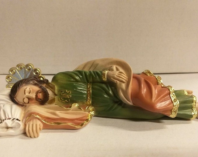 Statue of St. Joseph sleeping by Pope Francis in marble resin full decorated by hand Italian artisan production various sizes