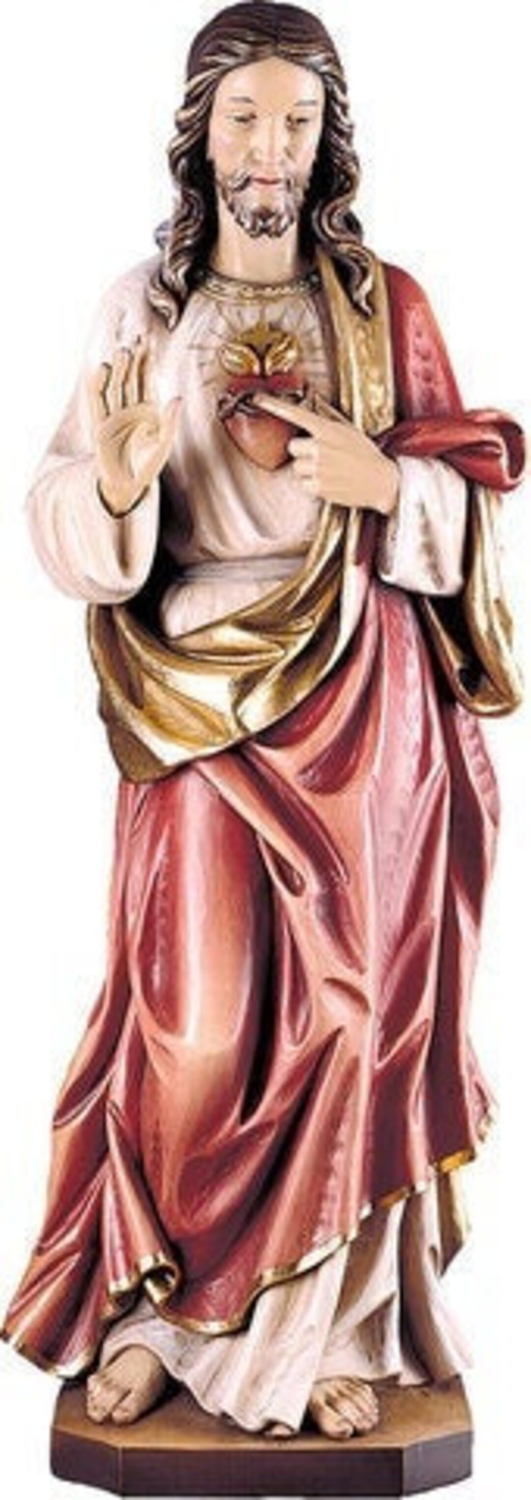 Statue of Jesus Sacred Heart, Carved in Valgardena Wood and Hand ...