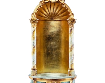 Statue niche, made of Valgardena wood, entirely hand-decorated, various sizes, Italian artisan production