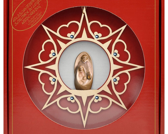 Nativity scene to hang with deluxe case carved in Valgardena wood and decorated by hand, Italian artisan production