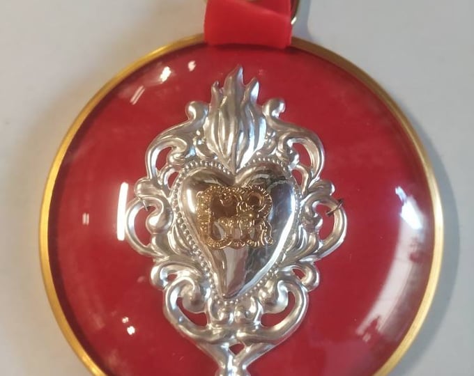 Votive heart ex voto grace received diameter cm 10,5 (4,13 inches) of Italian artisan production