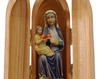 Statue of Our Lady of Mariazell with niche, carved in valgardena wood decorated by hand of Italian production