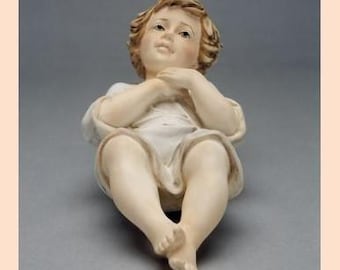 Baby Jesus statue cm 31 (12.20 inches) made of alabaster powder, hand decorated, made in Italy