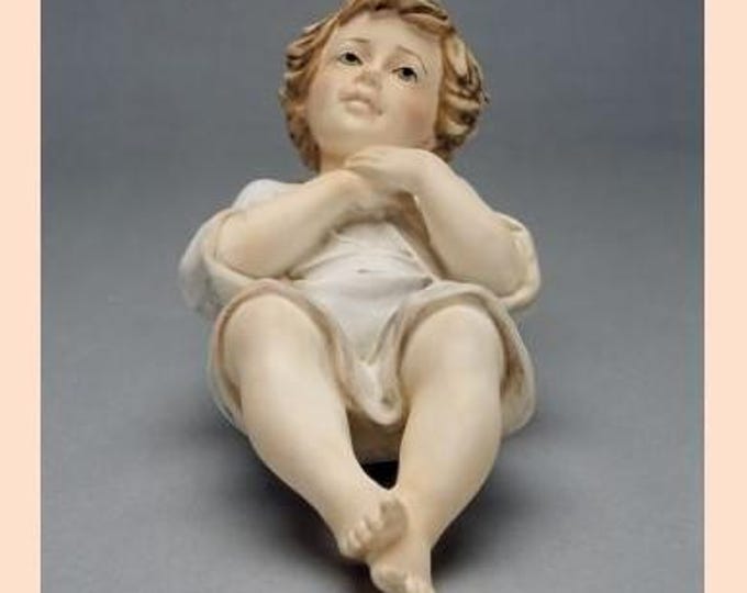 Baby Jesus statue cm 31 (12.20 inches) made of alabaster powder, hand decorated, made in Italy