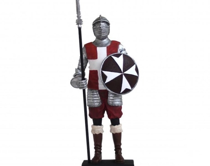 Classical sculpture of a medieval Templar knight, 33 cm (13 inches) in bronzed resin marble, handcrafted, made in Italy