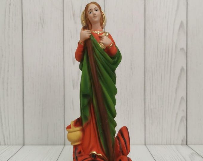 Statue of Saint Martha 20 cm (7.87 inches) in full resin marble decorated by hand, Italian artisan production