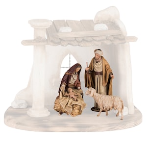 Complete nativity scene 3 pieces (without stable) carved in Valgardena wood, decorated by hand, various sizes, Italian artisan production