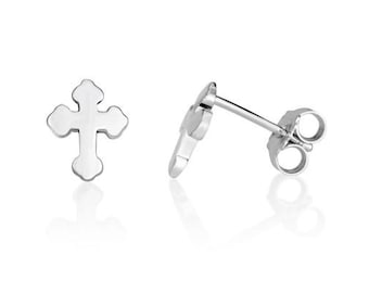 925 silver earrings with the shape of the San Damiano Cross, Italian artisan production