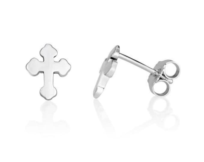 925 silver earrings with the shape of the San Damiano Cross, Italian artisan production
