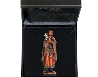 Statue of St. Catherine Tekakwitha with deluxe case carved in Valgardena wood decorated by hand of Italian handicraft production