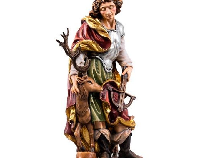 Statue of Saint Umberto, carved in Valgardena wood and hand-decorated, Italian artisan production, various sizes
