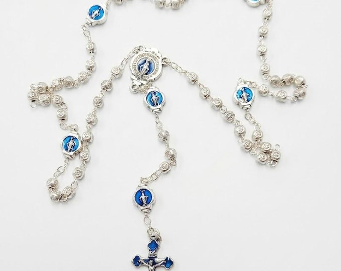 Rosary of the Miraculous Madonna, in enamelled metal, 35 cm (13.77 inches) of Italian artisan production
