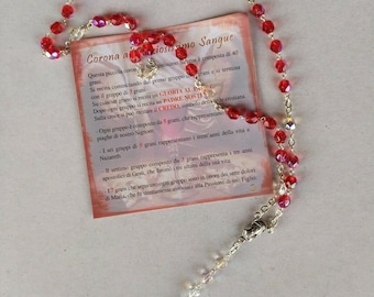 Rosary of the Precious Blood of Jesus 34.5 cm with beads in half crystal of Italian artisan production