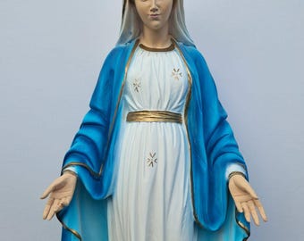 Miraculous Madonna statue cm 62 (24.40 inches) in marble resin decorated by hand, Italian artisan production