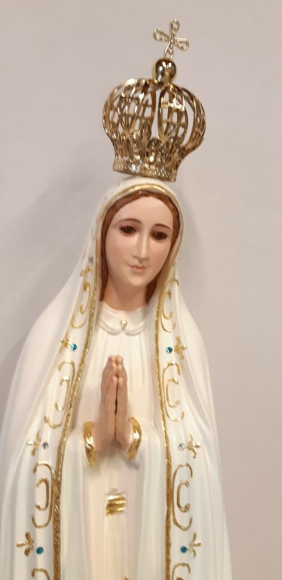ファティマの聖母 聖像 ファティマの聖母像 77 cm (30.31 インチ) ガラス樹脂製、ガラス