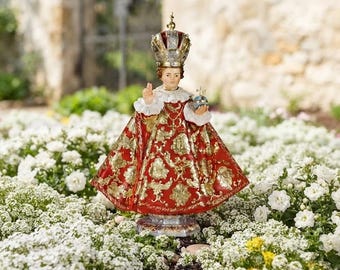 Statue of the Infant Jesus of Prague, 70 cm (27.55 inches), hand-decorated marble and resin, Italian artisan production