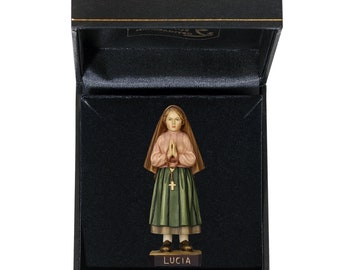 Statue of Lucia of Fatima with deluxe case carved in Valgardena wood and hand-decorated with Italian craftsmanship